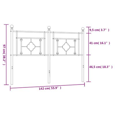 vidaXL Kovinsko vzglavje belo 135 cm