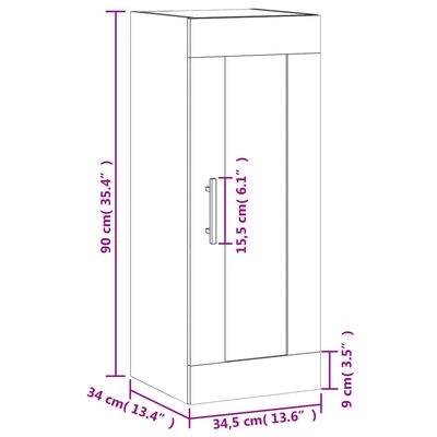 vidaXL Stenska omarica betonsko siva 34,5x34x90 cm inženirski les