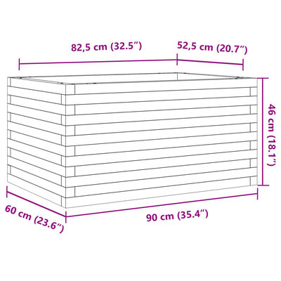 vidaXL Vrtno cvetlično korito voščeno rjavo 90x60x46 cm trdna borovina