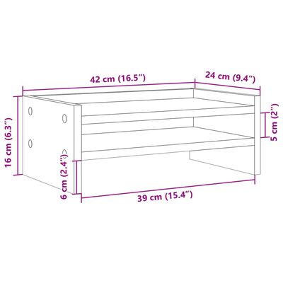 vidaXL Stojalo za monitor rjavi hrast 42x24x16 cm inženirski les