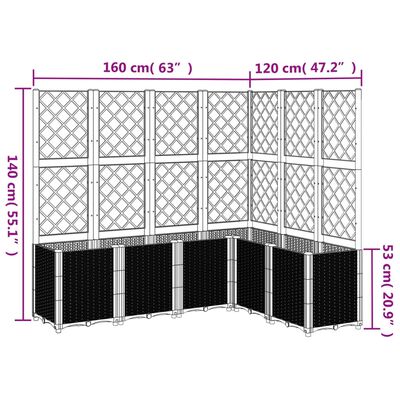 vidaXL Cvetlično korito z oporno mrežo svetlo sivo 160x120x140 cm PP