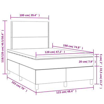 vidaXL Box spring postelja z vzmetnico LED modra 120x190 cm blago