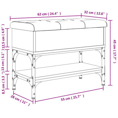 vidaXL Klop za čevlje črna 62x32x45 cm inženirski les