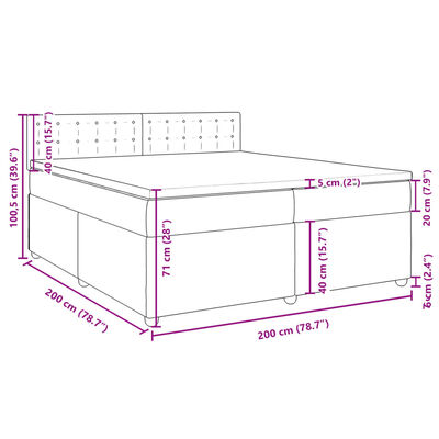 vidaXL Box spring postelja z vzmetnico svetlo siva 200x200 cm blago