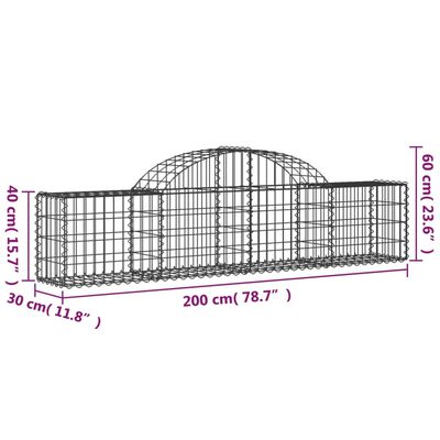 vidaXL Obokane gabion košare 11 kosov 200x30x40/60 cm pocinkano železo