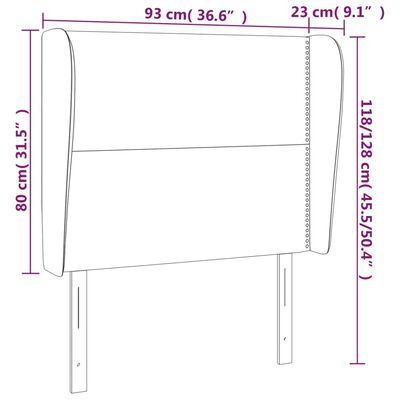 vidaXL Vzglavje z ušesi črno 93x23x118/128 cm žamet