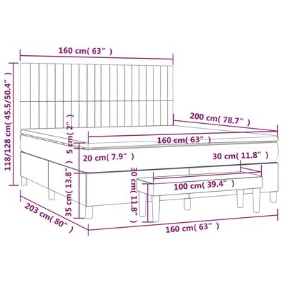 vidaXL Box spring postelja z vzmetnico roza 160x200 cm žamet