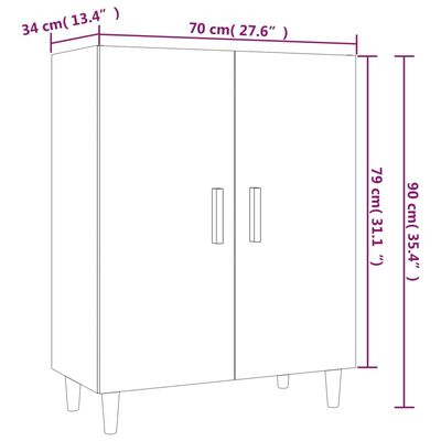 vidaXL Komoda visok sijaj bela 70x34x90 cm konstruiran les