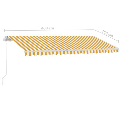 vidaXL Prostostoječa ročno zložljiva tenda 400x350 cm rumena/bela