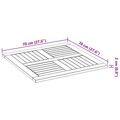 vidaXL Mizna plošča 70x70x2 cm kvadratna trdna bukovina