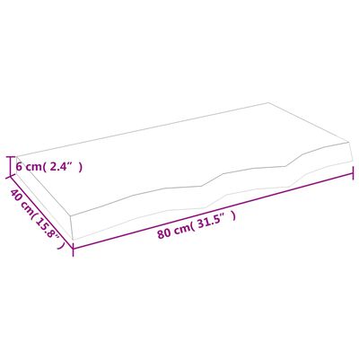 vidaXL Stenska polica temno rjava 80x40x(2-6) cm trdna hrastovina