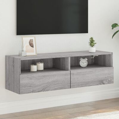 vidaXL Stenska TV omarica siva sonoma 100x30x30 cm inženirski les