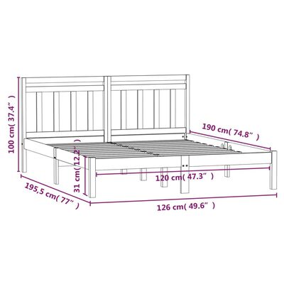 vidaXL Posteljni okvir 120x190 cm trden les