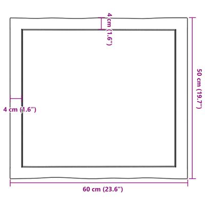 vidaXL Mizna plošča te. rjava 60x50x(2-4) cm obdelana trdna hrastovina