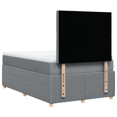 vidaXL Boxspring postelja z vzmetnico svetlo siva 120x190 cm blago