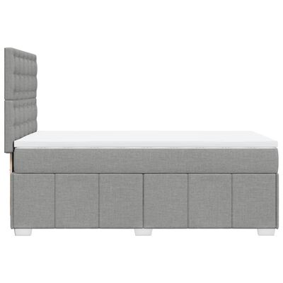 vidaXL Box spring postelja z vzmetnico svetlo siva 90x200 cm blago