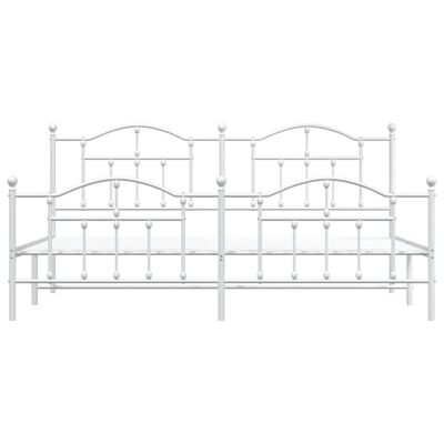 vidaXL Kovinski posteljni okvir z vzglavjem in vznožjem bel 200x200 cm