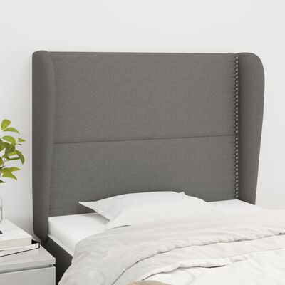 vidaXL Vzglavje z ušesi temno sivo 103x23x118/128 cm blago