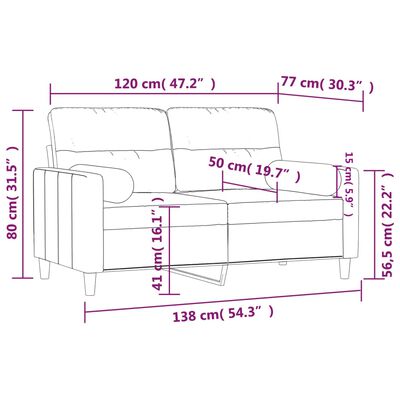 vidaXL Kavč dvosed z blazinami temno siv 120 cm blago