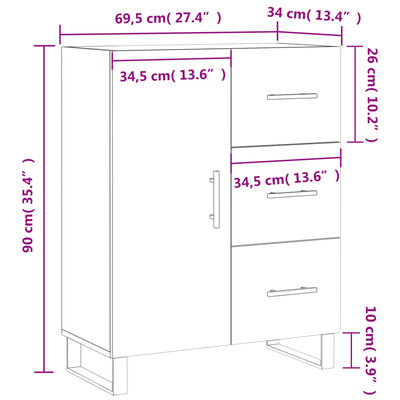 vidaXL Komoda sonoma hrast 69,5x34x90 cm inženirski les