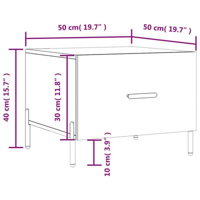 vidaXL Klubska mizica siva sonoma 50x50x40 cm inženirski les