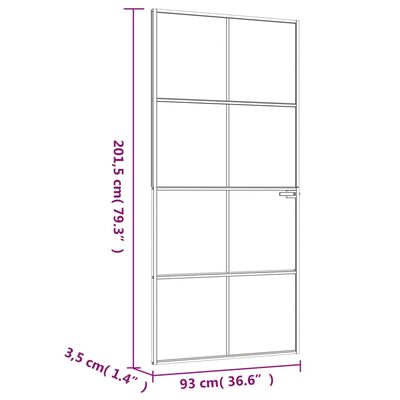 vidaXL Notranja vrata bela 93x201,5 cm kaljeno steklo aluminij tanka