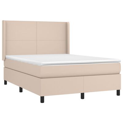 vidaXL Box spring postelja z vzmetnico kapučino 140x190cm umetno usnje