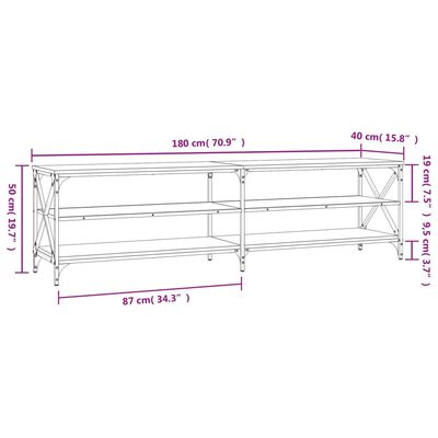 vidaXL TV omarica siva sonoma 180x40x50 cm inženirski les