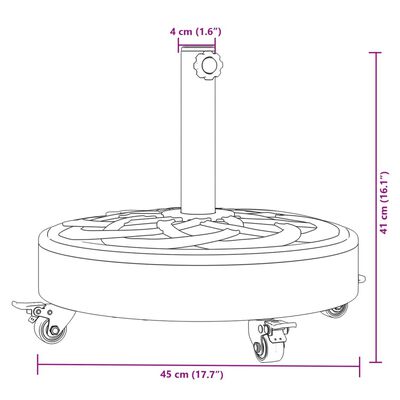 vidaXL Podstavek za senčnik s kolesi za drog Ø38/48 mm 27 kg okrogel