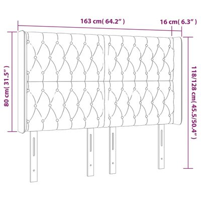 vidaXL LED posteljno vzglavje taupe 163x16x118/128 cm blago