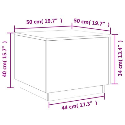 vidaXL Klubska mizica z LED lučkami rjavi hrast 50x50x40 cm