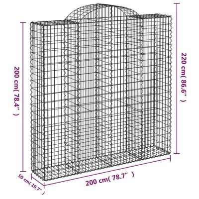 vidaXL Obokana gabion košara 10 kos 200x50x200/220 cm pocinkano železo