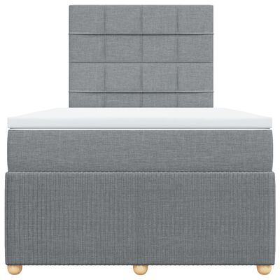 vidaXL Boxspring postelja z vzmetnico svetlo siva 120x190 cm blago