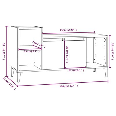 vidaXL TV omarica siva sonoma 100x35x55 cm inženirski les