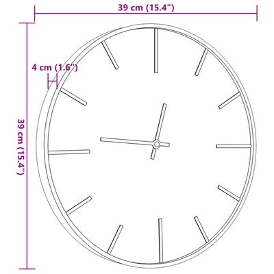 vidaXL Stenska ura rjava Ø39 cm železo in inženirski les