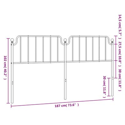 vidaXL Kovinsko posteljno vzglavje črno 180 cm