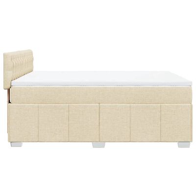 vidaXL Box spring postelja z vzmetnico krem 140x190 cm blago