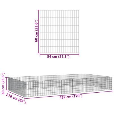 vidaXL Ograda za živali na prostem s 24 paneli 54x60 cm železo