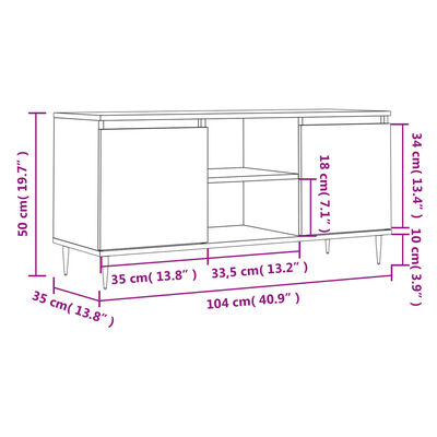 vidaXL TV omarica rjav hrast 104x35x50 cm inženirski les