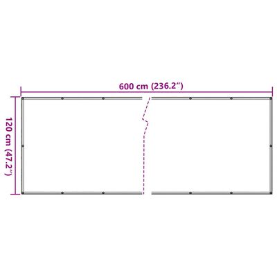 vidaXL Balkonsko platno za zasebnost sivo 600x120 cm PVC