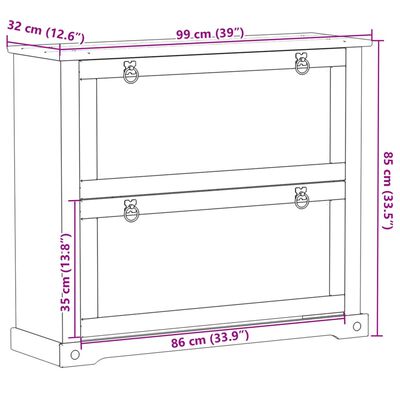 vidaXL Omara za čevlje Corona 99x32x85 cm trdna borovina