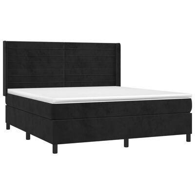 vidaXL Box spring postelja z vzmetnico črna 180x200 cm žamet