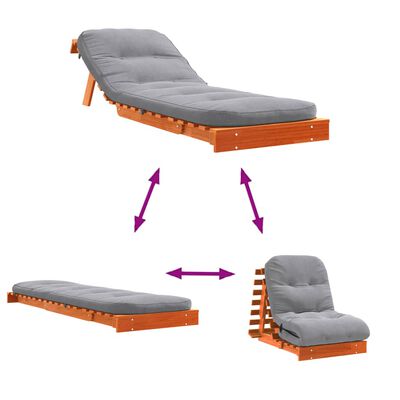 vidaXL Futon z ležiščem voščeno rjava 70x206x11 cm trdna borovina