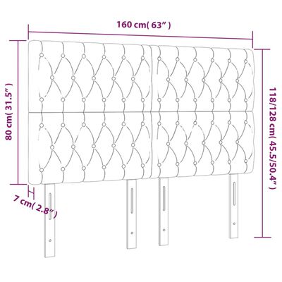 vidaXL LED posteljno vzglavje svetlo sivo 160x7x118/128 cm žamet