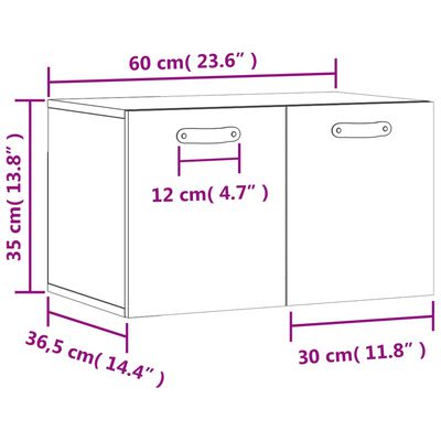 vidaXL Stenska omarica bela 60x36,5x35 cm inženirski les