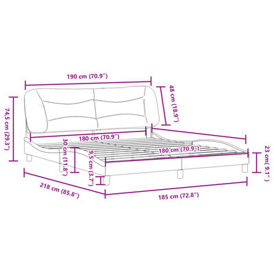 vidaXL Posteljni okvir z vzglavjem bel 180x200 cm umetno usnje