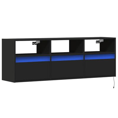 vidaXL Stenska TV omarica z LED lučkami črna 130x31x45 cm