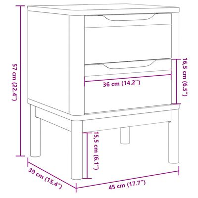 vidaXL Nočna omarica bela 45x39x57 cm trdna borovina