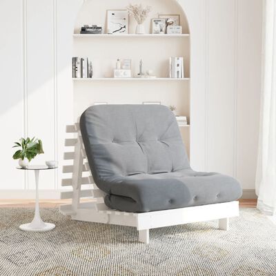 vidaXL Futon z ležiščem bela 80x206x11 cm trdna borovina