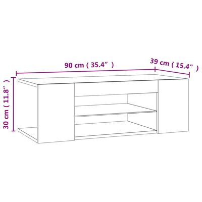 vidaXL TV omarica z LED lučkami rjav hrast 90x39x30 cm